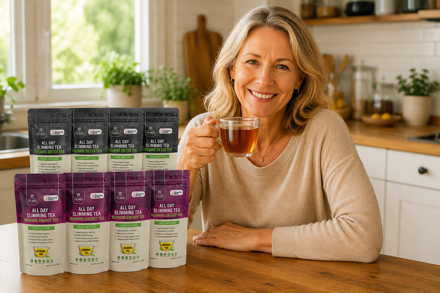 Woman enjoying a warm cup of tea
